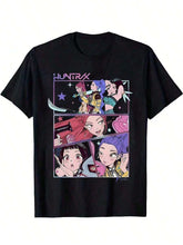 Load image into Gallery viewer, Boys' Kpop Cartoon Character T-Shirt - Cute Anime Graphic Short Sleeve Summer Top with Ghosts, Pumpkins & Blue Cat Design - Lightweight Round Neck Casual Shirt for Kids, Machine Washable Casual Attire