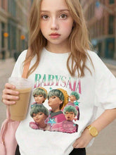 Load image into Gallery viewer, Boys' Kpop Cartoon Character T-Shirt - Cute Anime Graphic Short Sleeve Summer Top with Ghosts, Pumpkins & Blue Cat Design - Lightweight Round Neck Casual Shirt for Kids, Machine Washable Casual Attire