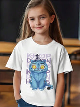 Load image into Gallery viewer, Boys' Kpop Cartoon Character T-Shirt - Cute Anime Graphic Short Sleeve Summer Top with Ghosts, Pumpkins & Blue Cat Design - Lightweight Round Neck Casual Shirt for Kids, Machine Washable Casual Attire