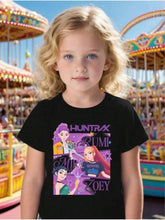 Load image into Gallery viewer, Boys' Kpop Cartoon Character T-Shirt - Cute Anime Graphic Short Sleeve Summer Top with Ghosts, Pumpkins & Blue Cat Design - Lightweight Round Neck Casual Shirt for Kids, Machine Washable Casual Attire