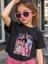 Load image into Gallery viewer, K-POP Demon Hunter Young Girls'/Boys' Cotton Graphic Tees, 2025 Halloween Clothes Girls Summer Shirts With Colorful Cartoon Design, Saja Boys, Kids Boys Clothing Sad Boyz Junior,Toddler Girl Shirts,Kids Halloween, Tshirt For Tween Boy