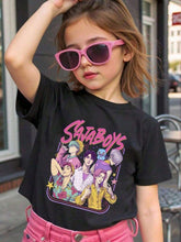 Load image into Gallery viewer, K-POP Demon Hunter Young Girls'/Boys' Cotton Graphic Tees, 2025 Halloween Clothes Girls Summer Shirts With Colorful Cartoon Design, Saja Boys, Kids Boys Clothing Sad Boyz Junior,Toddler Girl Shirts,Kids Halloween, Tshirt For Tween Boy
