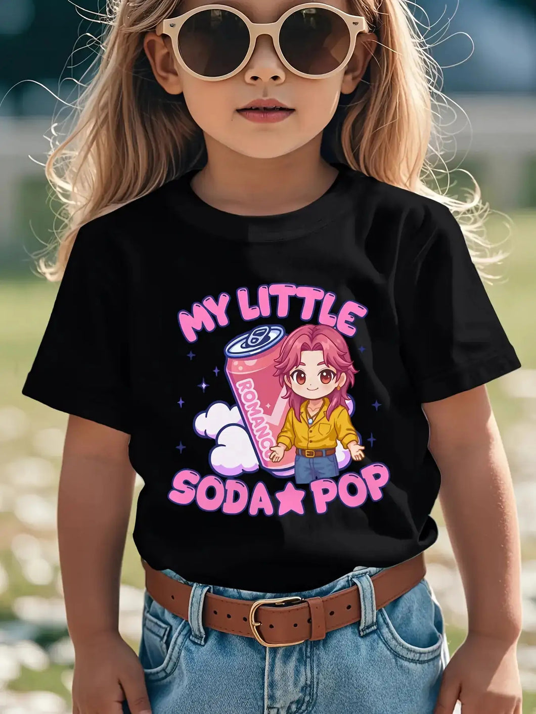 Kpop Pattern T-Shirt Cute Anime Pink Hair with 