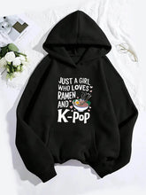 Load image into Gallery viewer, [Ramen &amp; K-Pop Graphic Hoodie] kpop demon hunters Casual Ramen &amp; K-Pop Graphic Hoodie - Women&#39;s Fashionable Pullover with Kangaroo Pocket, Machine Washable, All-Season Sporty Sweatshirt

