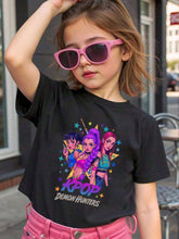 Load image into Gallery viewer, K-POP Demon Hunter Young Girls'/Boys' Cotton Graphic Tees, 2025 Halloween Clothes Girls Summer Shirts With Colorful Cartoon Design, Saja Boys, Kids Boys Clothing Sad Boyz Junior,Toddler Girl Shirts,Kids Halloween, Tshirt For Tween Boy
